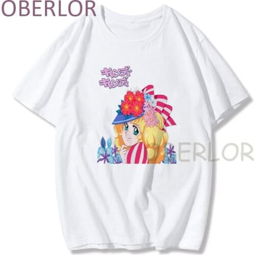 Japanese Anime Cartoon Vintage T-Shirt woman t-shirt Kawaii Candy Graphic Harajuku unisex T Shirt Aesthetic Men Casual 90s Tops