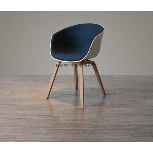 Nordic Creative Sales Office Negotiation Tables and Chairs Armchairs Upholstered Desks and Chairs Solid Wood Simple Make-up Back
