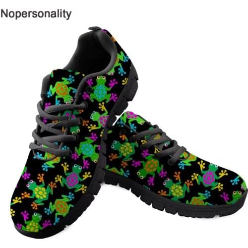 Nopersonality Novelty Frog Print Women Flat Walking Shoes Cute Female Ladies Mesh Sneakers Breathable Spring Autumn Mesh Shoes