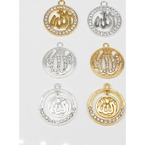6PCS Wholesale Religion Muslim Islam Allah Glamour Rhinestone Pendant Necklace Bracelet DIY Jewelry Making Handmade