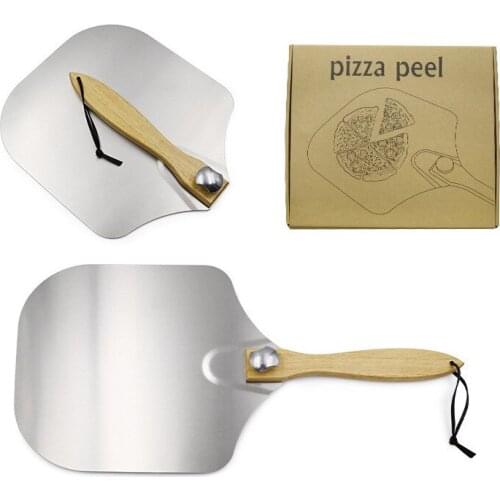 12 Inch Aluminum Alloy Pizza Shovel Detachable Folding Wooden Handle Cake Shovel Kitchen Baking Tools Cheese Cutter Lifter Tool