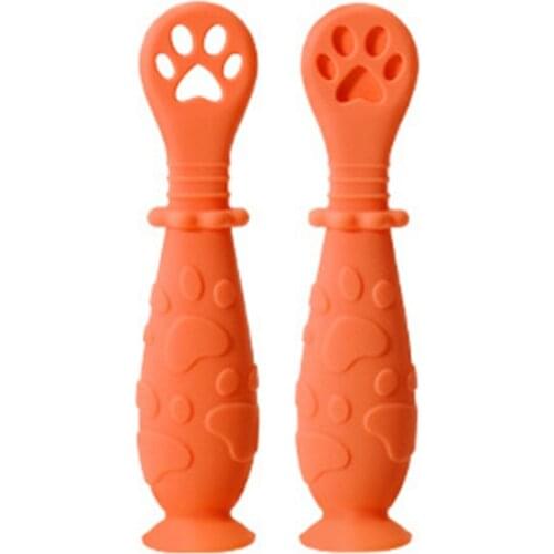 2Pcs/Set Baby Feeding Spoon Newborn Infant Silicone Rice Cereal Training Flatware Tool for Toddler Dinnerware Sucker Utensil