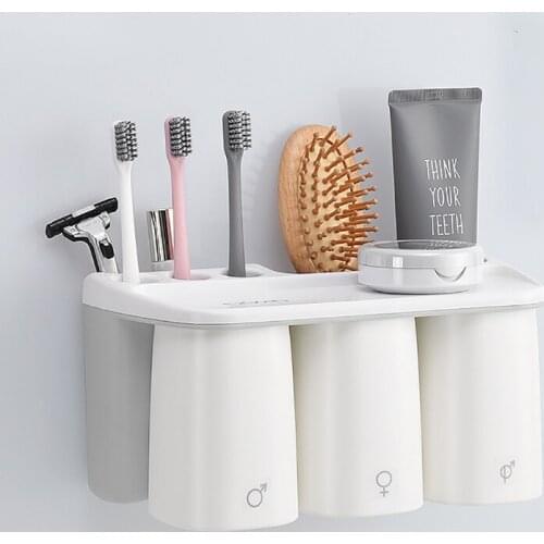 Magnetic Toothbrush Holder Mouthwash Cup Set Razor Toothpaste Storage Shelf Wall Mounted Bathroom Accessories Sets Bath Products