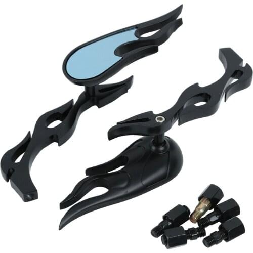 Motorcycle Universal Custom Flame Rear Mirrors For Harley Yamaha Suzuki Kawasaki Ducati BMW 8mm 10 mm