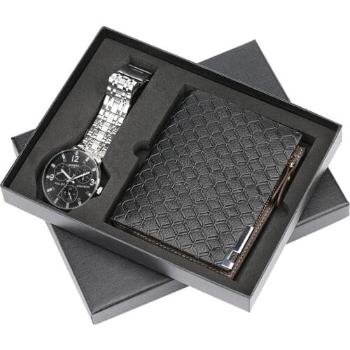 Mens Gift Set Exquisite Packaging Watch + Wallet Set Foreign Trade Hot Creative Combination Set Watches Male