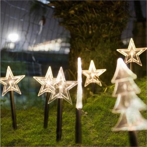 Star Snow Christmas Tree Shape Night Lamp Waterproof Battery Solar Powered Warm White Holiday Lamp For Garden Decoration