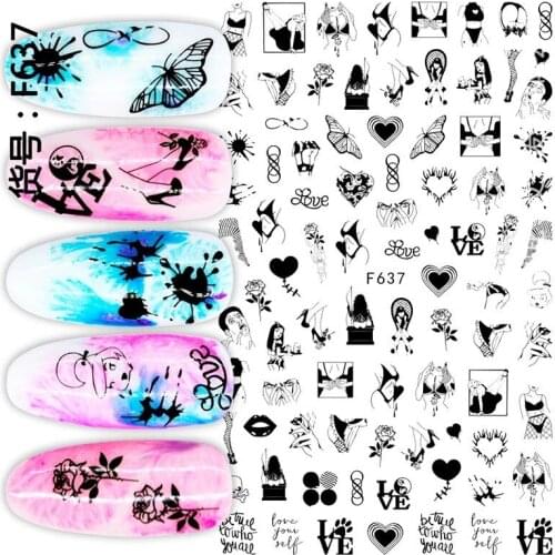 Newest F637 638 639 3D sey design nail art sticker decal stamping back gule DIY nail decoration tools