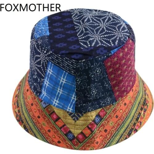 FOXMOTHER New Casquette 2020 Fashion Summer Sun National Style Geometric Bucket Hats Fisherman Caps Gorras Mens