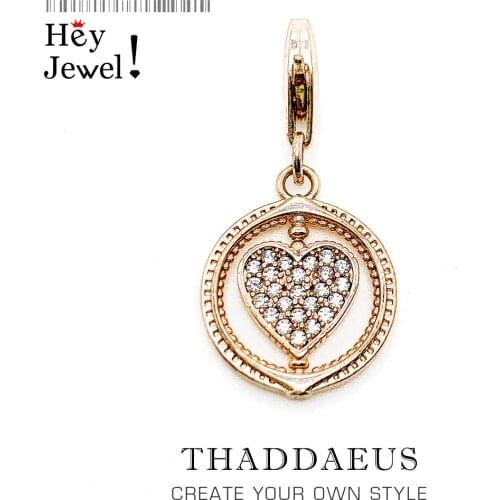 Charms Pendant Rotated Heart Pave 2021 Rose Gold Jewelry Accessories 925 Sterling Silver Fine Jewelry Romantic Gift For Women