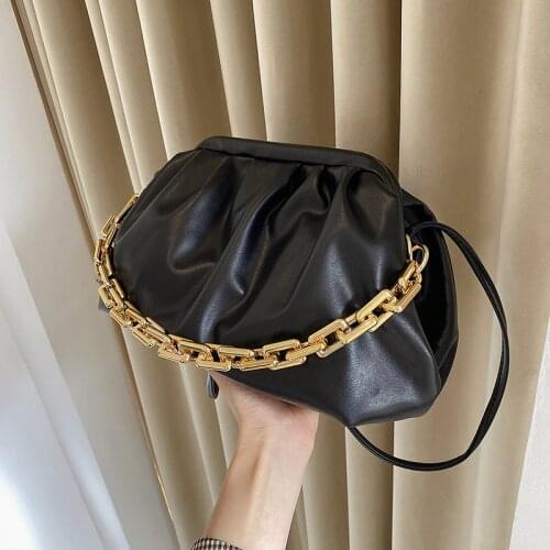 Pleated Cloud Bag Womens Handbag Designer Solid Color PU Leather Shoulder Crossbody Bag Female Travel Large Bags