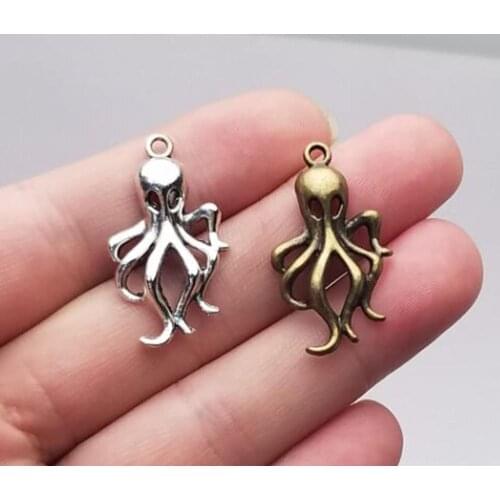 20pcs/lot--32x17mm, Antique silver plated/bronze plated octopus charms,DIY supplies, Jewelry accessories