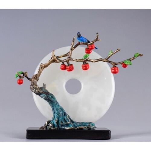 Chinese Style Everything Goes Well Safe Buckle Brass Jade Decoration Creative Living Room Housewarming Wedding Gift Home Decor