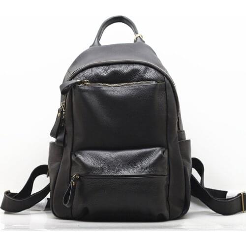 Female Backpack Fashion Genuine Leather Women Rucksack Black High Quality Travel Ladies Bagpack Mochilas School Bags For Girls