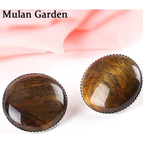 M&G Trendy Nature Semi-precious Stones Earless Hole Clip Earrings Personality Fashion Earrings Beach Stone Jewelry Accessories