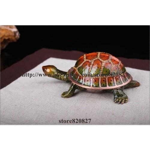 Moving Head Sea Turtle Keepsake Box Trinket Turtle Shape Jewelry Box Turtle Decorative Trinket Box Jeweled 8*7.2*3 CM (L*W*H)