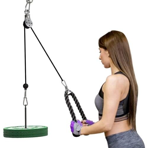 Forearm Wrist Trainer Arm Strength Training Rope Cable Pulley System Fitness Equipment Triceps Extensions Workout Straight Curve