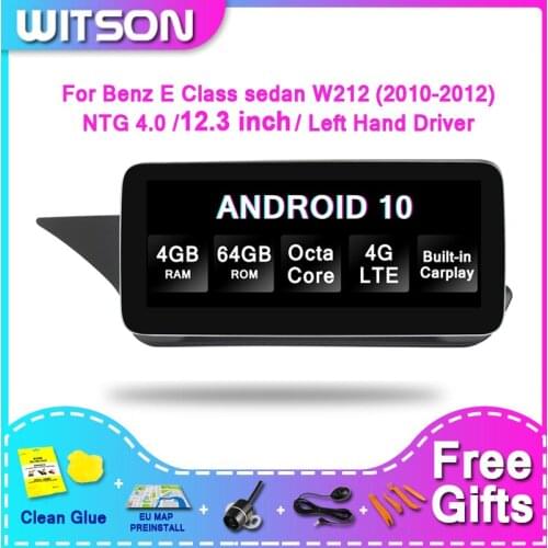 WITSON BIG SCREEN Android 10.0 12.3'' For MERCEDES-BENZ E Class sedan W212 E180 E200 E260 E300 E320 E350 E400 E500 E550 E63AM