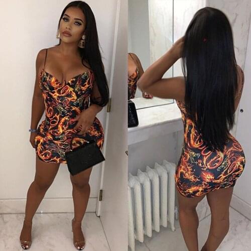 Womens Summer Home Outdoor Leisure Fashion Sexy Sleeveless Dress Printed Harness Skirt
