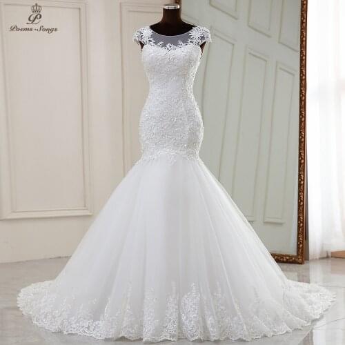 Real photo Real video Elegant mermaid wedding dress 2021 marriage dress robe de mariee vestidos de novia sereia