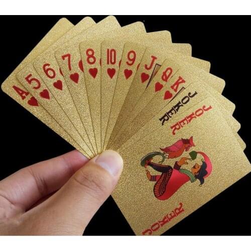 Gold Playing Cards Plastic Gold Foil Card Games Waterproof Poker Cards for Table Games Magic Card Gift for Men