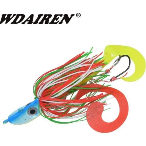1Pcs Metal lead head jigs Silicone skirt worm soft fishing lures buzz baits Squid Jigging Lures fishing tackle squid hooks