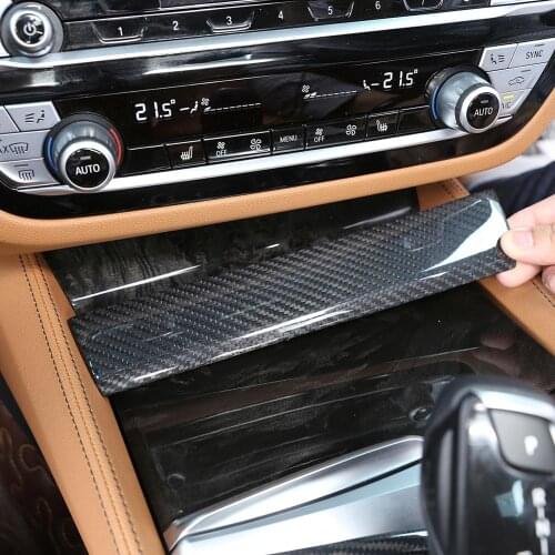 1pcs Real Carbon Fiber Car Cup Holder Up Decoration Frame Trim for BMW New 5 Series G30 2017 2018 Models Accessories