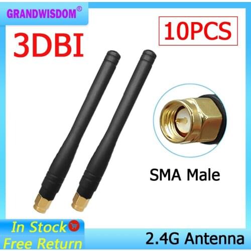10pcs 2.4GHz WIFI Antenna 2dBi-3dbi Aerial SMA Male connector wi fi antena 2.4 ghz antenne wi-fi for Wireless Router antenas