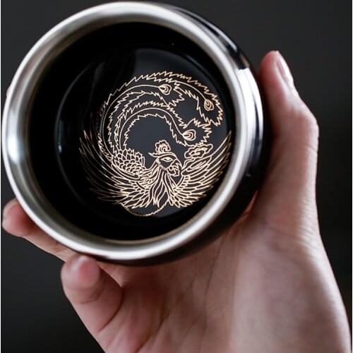 120ml 999 Silver Teacup Ceramic Applique Small Tea Bowl Chinese Kung Fu Tea Set Drinkware Teaware Water Cups Collection As Gifts