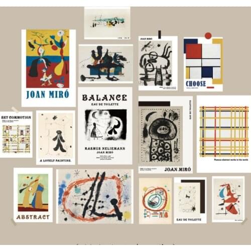 Nordic Abstract Art Decoratiove Card Paper 16 Sheets World Famous Painting Creative Poster Background Wall Sticker Photo Props