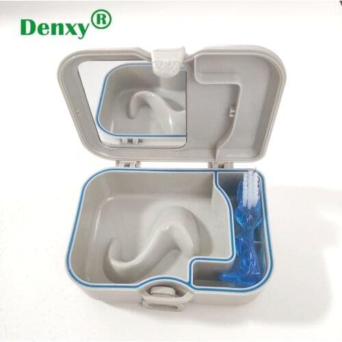 1pc High Quality HighClass Denture Sturdy Box Kit Denture Storage Box With Mirror Brush Autoclavable Container Holder Dental Box