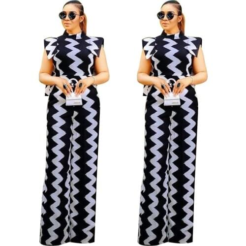 2021 New Arrival African Women Sleeveless Printing Long Jumpsuit African Clothes Women European Clothing