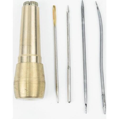5PCS Set Canvas Leather Tent Sewing Awl Stitcher Leather Craft Needle Kit Sewing Machine Leather Craft Needle With Copper Handle