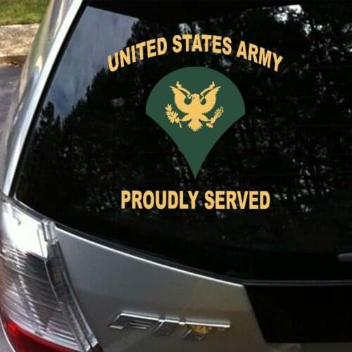 Aliauto Car-styling United States Army Proudly Served Car Sticker &decal Accessories for Volkswagen Golf Polo Audi A3 Ford Focus