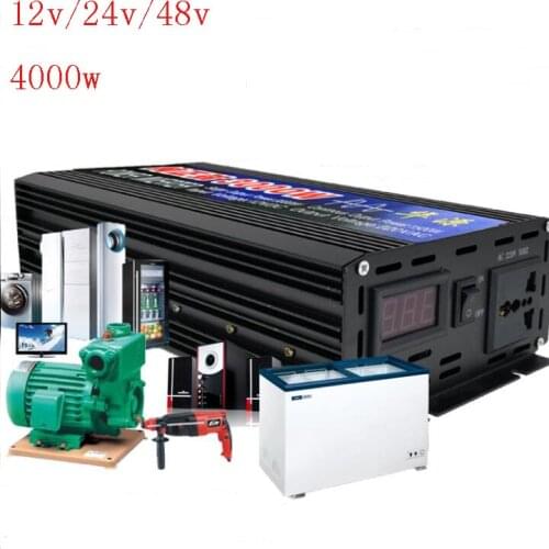 Pure Sine Wave Car Power Inverter 4000W Dc12v/24v To Ac 220v Car Converter Inverters For Solar Boat Home Appliances