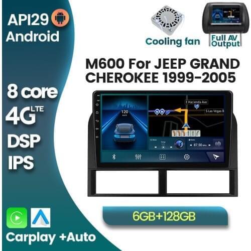 6+128G Android 10 Car Radio for Jeep Grand Cherokee II WJ 1998-2004 Navi GPS Stereo Multimedia Player Unit 4GLTE DSP Carplay RDS