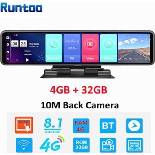 12 Inch Dashboard Car DVR Dash Cam Android 8.1 4G Rear View Mirror ADAS WiFi GPS Navigation Auto Video Recorder Dual Len Dashcam