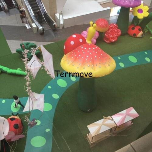 Free shipment to door,Popular Park decoration giant inflatable mushroom model for party decoration, LED light mushroom replica