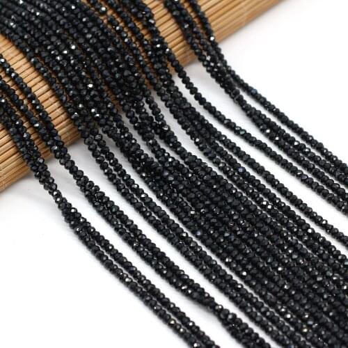 Hot New Natural Faceted Black Spinel Stone Loose Beads for Jewelry Making Gift Women Bracelet Necklace Accessories Size 3x4mm
