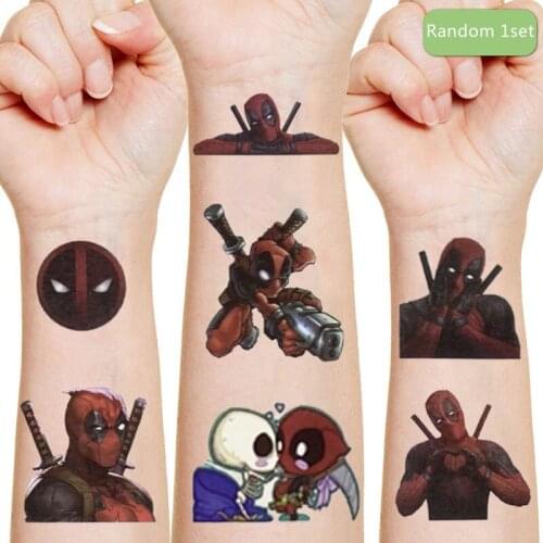 Disney Deadpool Originales waterproof Tattoo Sticker Random 1PCS Action Figure Cartoon Kids Christmas childrens Birthday Gifts