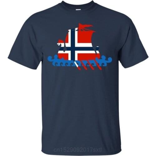 2020 Short Sleeve Large Size Norwegian Viking T-Shirt Norwegian Flag Pirate Ship Short Sleeve T-Shirt