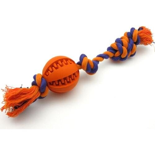 Pet Dog Rope Toys - High Quality Rubber Ball and Cotton Rope for Bite Teddy Puppies Molar Clean Teeth Chewing Toy