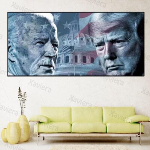 Us Presidential Candidate Trump Biden Canvas Painting Retro Wall Art Poster Home Decoration Living Room Long Picture Large Size
