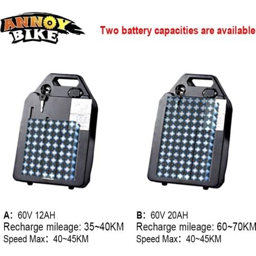 60V12AH20AH 1000W Lithium Battery With Battery Box Detachable Large-capacity For Wide Tire Electric Bike Battery Car