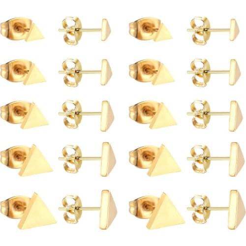LUXUKISSKIDS 10Pairs/Lot oorbellen Gold Color 4-8mm Stud Earrings For Women/Girl Triangle Earings Fashion Jewelry pendientes