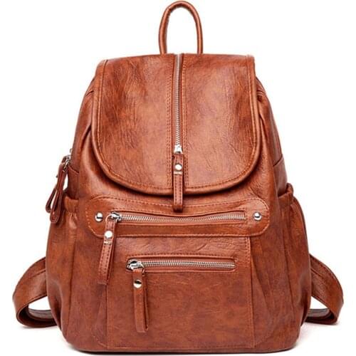 Fashion Bagpack Womens Leather Backpacks Large Capacity Female School Backpack For Teenage Girls Shoulder Bag Travel Back Pack