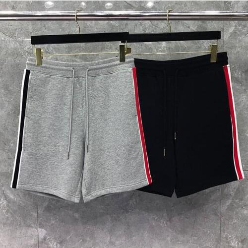 2021 Fashion TB THOM Brand Casual Shorts Men Summer Striped Sports Knee Length Tracksuit Bottoms Jogger Track Shorts Male Ins