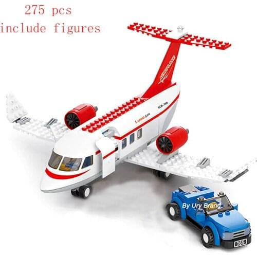 City Series Aviation Concept Private Plane Airplane Set Mini Car Figures DIY Model Building Blocks Toys for Children Gifts