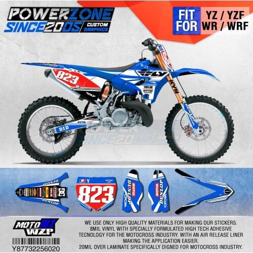 PowerZone Customized Team Graphics Backgrounds Decals 3M Custom Stickers For YAMAHA YZ125/250 X 1996-2001 2002-14 2015-2019 020