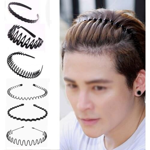 Hot Unisex Black Wavy Hairband Mens Women Hair Head Hoop Bands Accessories Sport Headband Headdress Styling Tools