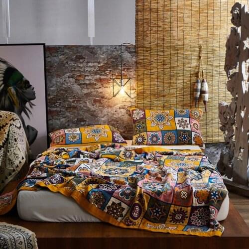 Percale Egyptian Cotton Bohemian Bedspread Sleeping Blanket Home Decor